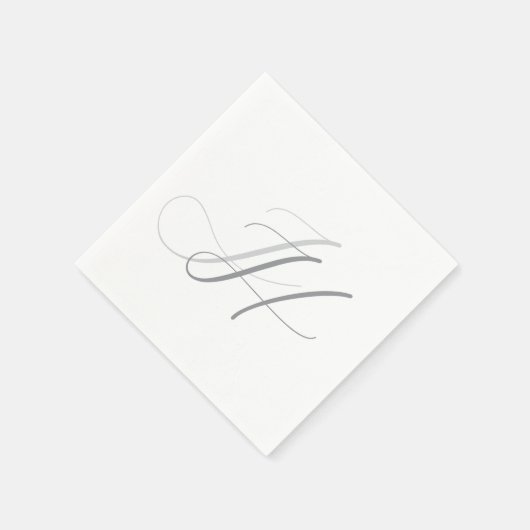 Calligraphie Monogram White Gray Schlicht Simple Serviette (Ecke)