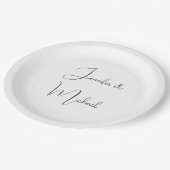 Calligraphie-Namen Elegant Schlicht, einfach grau Pappteller (Schrägansicht)