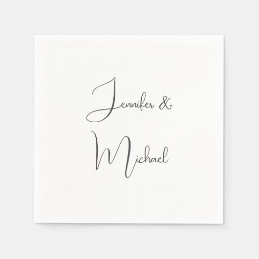 Calligraphie-Namen Elegant Schlicht, einfach grau Serviette (Vorderseite)