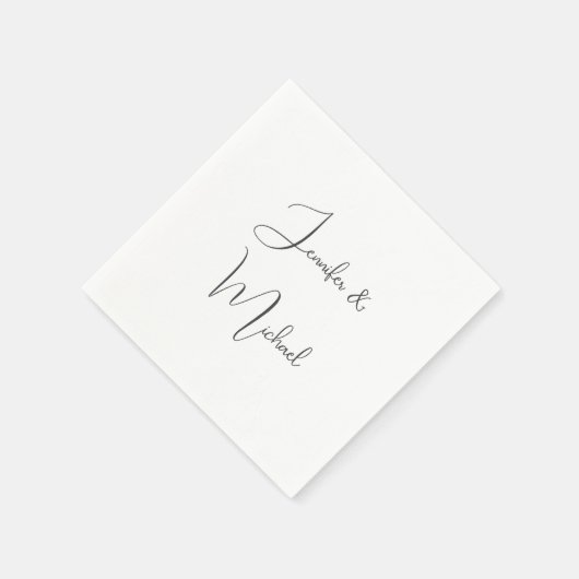 Calligraphie-Namen Elegant Schlicht, einfach grau Serviette (Ecke)