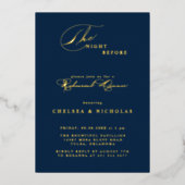 Calligraphie Night Before Probe Dinner Gold Folieneinladung (Vorderseite)