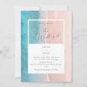 Calligraphie Ocean Deep Blue Beach Hochzeit Einladung (Vorderseite)