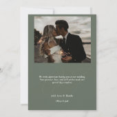 Calligraphie Sage Green Heart Wedding 2 Fotos Dankeskarte (Rückseite)