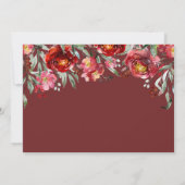 Calligraphie Save the Date Burgundy Rote Blume (Rückseite)