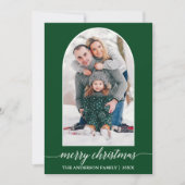 Calligraphie Schneeflocken Foto Weihnachten Grün (Vorderseite)