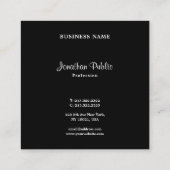 Calligraphie Script elegant Schwarz-Weiß-Trend Quadratische Visitenkarte (Rückseite)