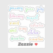 Calligraphie Script Light Colors Monate des Jahres Aufkleber (Blatt)