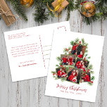Calligraphie Script Merry Christmas Foto Collage Feiertagspostkarte<br><div class="desc">Pineneedle Frohe Weihnachten Modern 6 Foto Collage Holiday Postkarte</div>