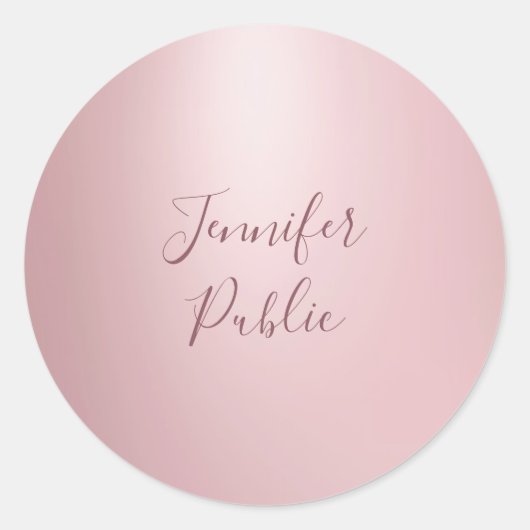 Calligraphie Script Moderne elegante Rose Gold Tre Runder Aufkleber (Vorderseite)
