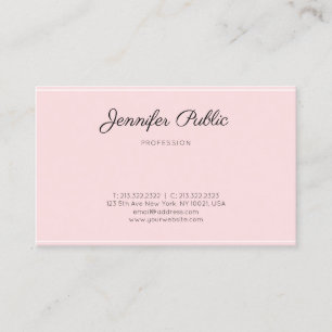Calligraphie Script Simple Elegant Modernes Rosa Visitenkarte