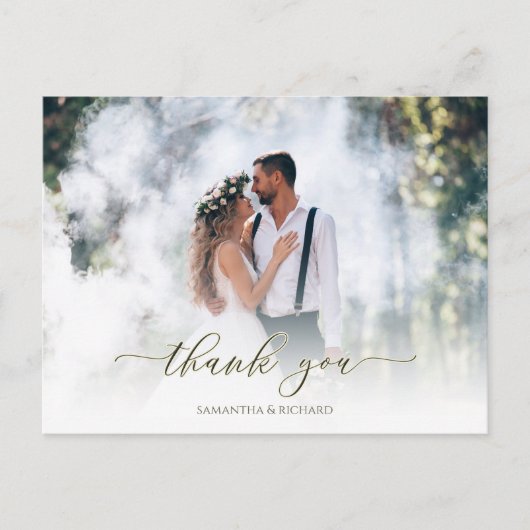 Calligraphie Script Simple Elegant Two Foto Modern Postkarte (Vorderseite)