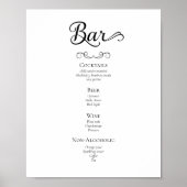 Calligraphie Script Wedding Drinks Menü-Zeichen Poster (Vorne)