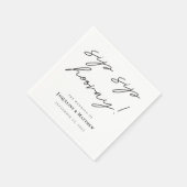 Calligraphie Sip Hooray Schwarz-weiße Hochzeit Serviette (Ecke)