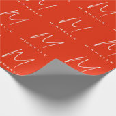 Calligraphie Stilvolles, rot-weißes Monogramm Ihr  Geschenkpapier (Ecke)