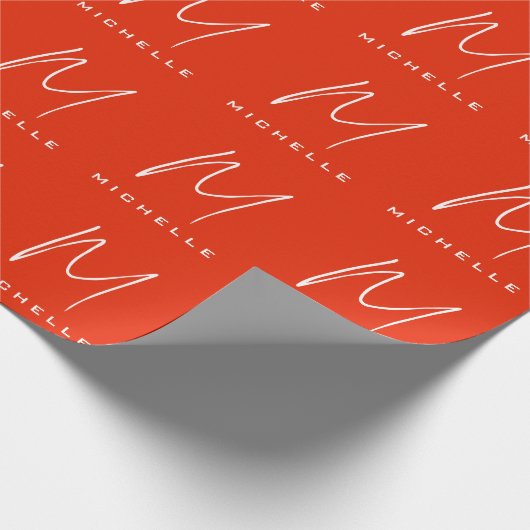 Calligraphie Stilvolles, rot-weißes Monogramm Ihr  Geschenkpapier (Ecke)