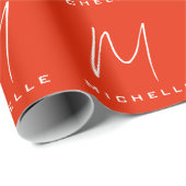 Calligraphie Stilvolles, rot-weißes Monogramm Ihr  Geschenkpapier (Rolleneckpunkt)