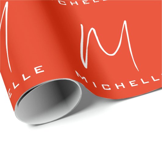 Calligraphie Stilvolles, rot-weißes Monogramm Ihr  Geschenkpapier (Rolleneckpunkt)