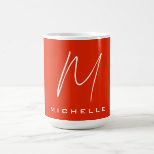 Calligraphie Stilvolles, rot-weißes Monogramm Ihr Kaffeetasse
