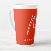 Calligraphie Stilvolles, rot-weißes Monogramm Ihr  Milchtasse (Linke Ecke)
