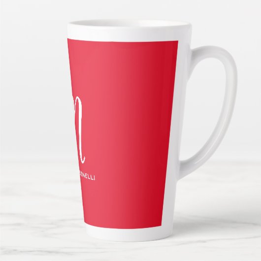 Calligraphie Stilvolles, rot-weißes Monogramm Ihr  Milchtasse (Rechts)