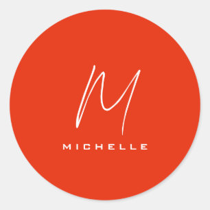 Calligraphie Stilvolles, rot-weißes Monogramm Ihr  Runder Aufkleber