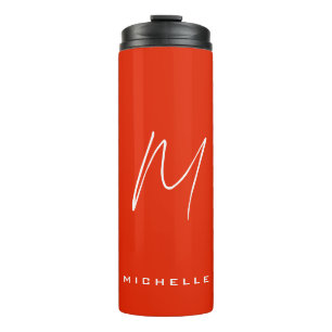 Calligraphie Stilvolles, rot-weißes Monogramm Ihr Thermosbecher