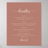 Calligraphie Terracotta Wedding Drinks Menü Zeiche Poster (Vorne)
