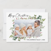 Calligraphie Tinte Aquarellgrün Berries Feiertagskarte (Vorderseite)