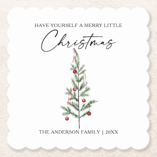 Calligraphie Tinte Script Aquarellfarben Weihnacht Untersetzer (Vorderseite)