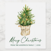 Calligraphie Tinte Script Aquarellfarben Weihnacht Weinetikett (Einzelnes Label)