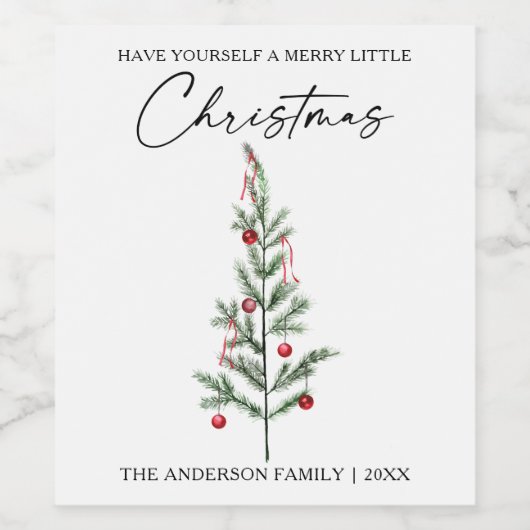 Calligraphie Tinte Script Aquarellfarben Weihnacht Weinetikett (Einzelnes Label)