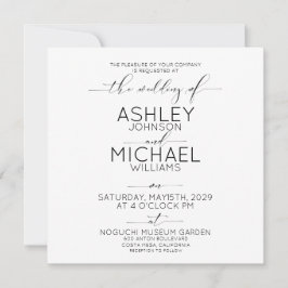 CALLIGRAPHIE TYPOGRAPHIE B&W Square Foto Wedding Einladung