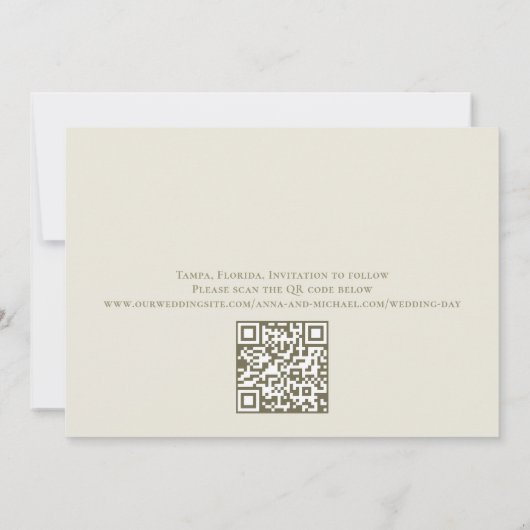 Calligraphie Vellum Simple Elegant Foto QR Code Save The Date (Rückseite)