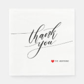 Calligraphie Vielen Dank Red Heart Party Napkins Serviette (Vorderseite)
