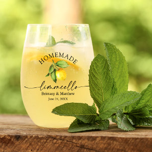 Calligraphie Wasserfarbe Lemon Homemade Limoncello Weinglas Ohne Stiel