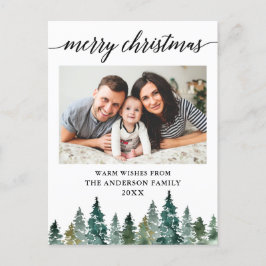 Calligraphie Wasserfarbene Pinienbäume Foto Weihna Postkarte