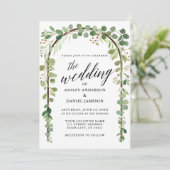 Calligraphie Watercolor Botanischer Holzbogen Hoch Einladung (Stehend Vorderseite)