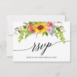 Calligraphie Watercolor Sonnenblumenhochzeit RSVP Karte