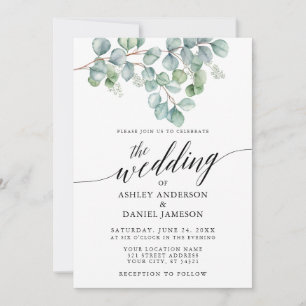 Calligraphie Wedding Watercolor Eukalyptus Greener Einladung