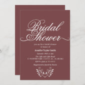 Calligraphie-Wildblume-Brautparty Einladung (Vorne/Hinten)