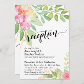 Calligraphische Aquarellfarben-Blume Hochzeitsempf Einladung (Vorne/Hinten)