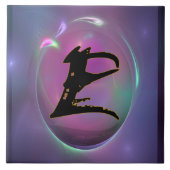 Calligraphische E Initial Monogram Keramik Tile Fliese (Vorderseite)