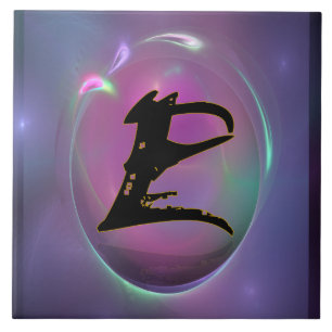 Calligraphische E Initial Monogram Keramik Tile Fliese