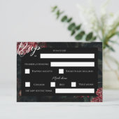 Calligraphische florale Gothic Wedding RSVP Card (Stehend Vorderseite)