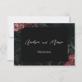 Calligraphische florale Gothic Wedding RSVP Card Karte (Rückseite)