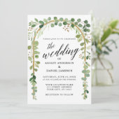 Calligraphische Hochzeit des Botanischen Goldenen  Einladung (Stehend Vorderseite)