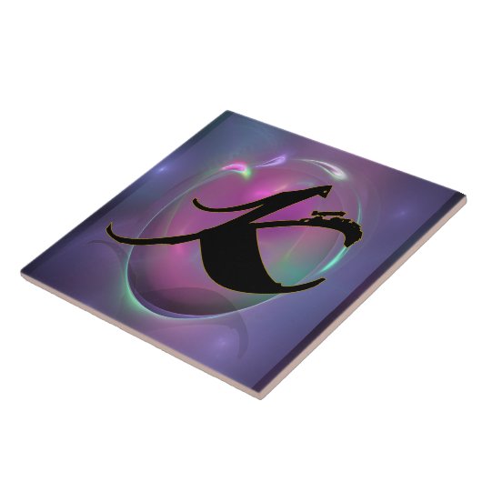 Calligraphische K Initial Monogram Keramik Tile Fliese (Seite)