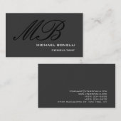 Calligraphische Monogram Grau Black Business Card Visitenkarte (Vorne/Hinten)