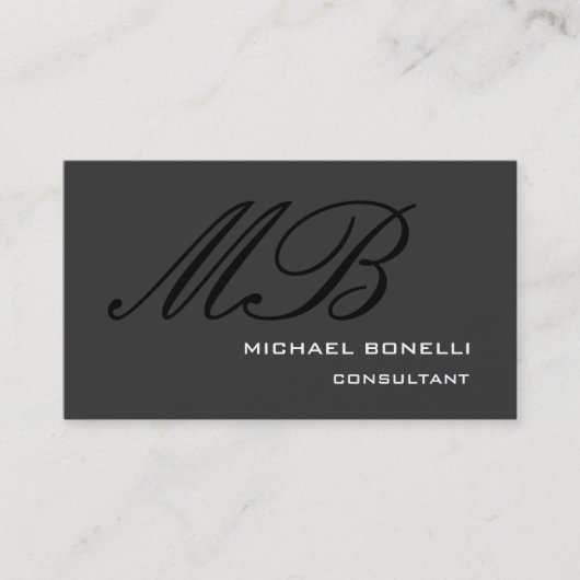 Calligraphische Monogram Grau Black Business Card Visitenkarte (Vorderseite)