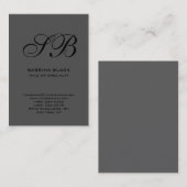 Calligraphische Monogram Grau Black Business Card Visitenkarte (Vorne/Hinten)